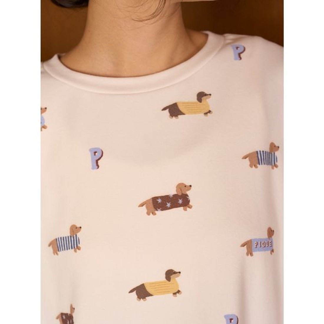 ジェラートピケ gelato pique ダックスフンド柄ロンT （CRM