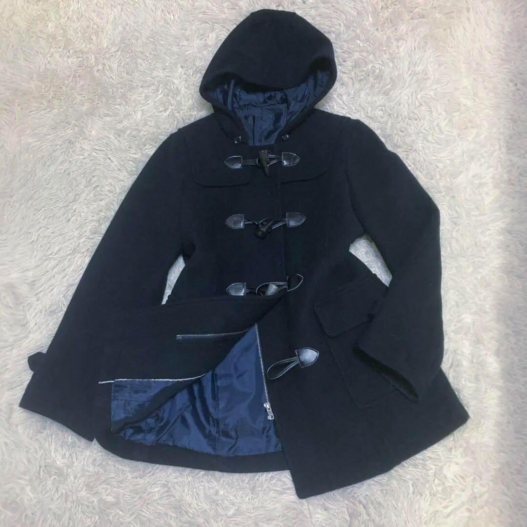 【美品】　イーストボーイ　ダッフルコート　フードあり　アンゴラ混　黒 EASTBOY（イーストボーイ） 在庫限り20％off☆イーストボーイ スクール