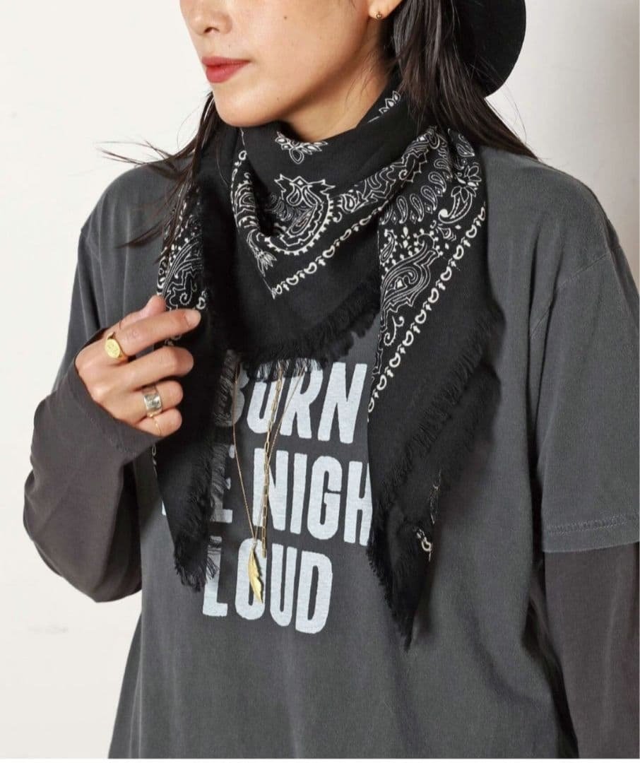 デスティン　別注フリンジバンダナ　ブラック destin/デスティン】別注フリンジバンダナ（スカーフ／バンダナ）｜AP